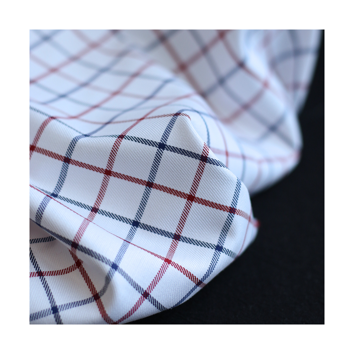 Jobias - Coton gratté organique quadrillage bleu et rouge