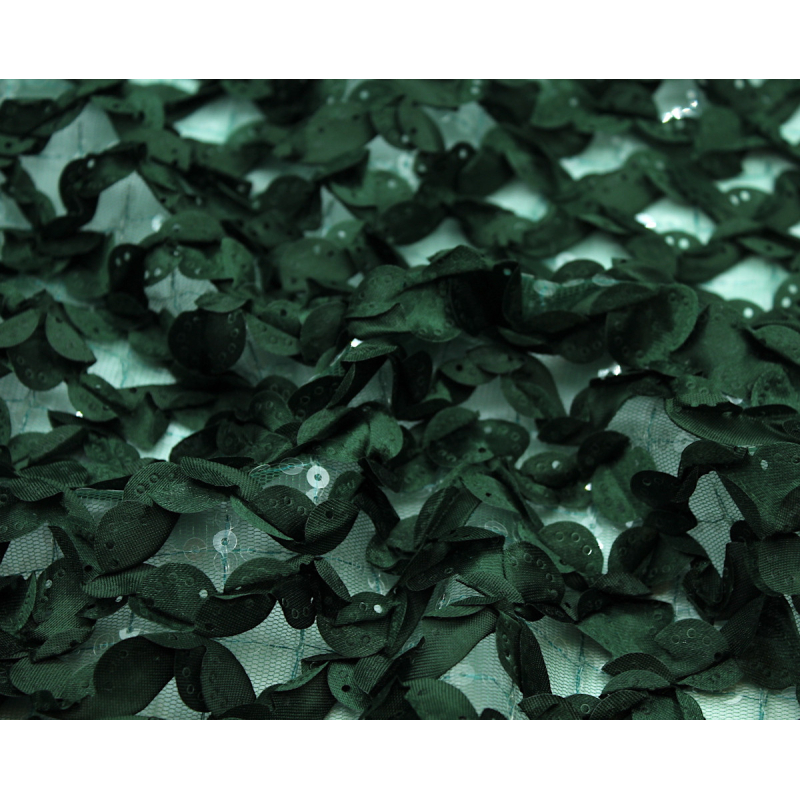 Tulle souple broderie vert sapin