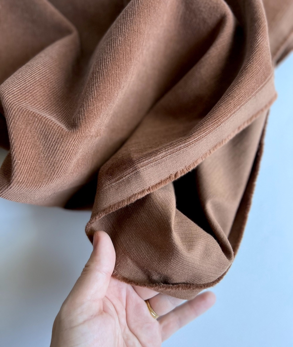 Velours milleraies coton organique coloris Noisette  - 5