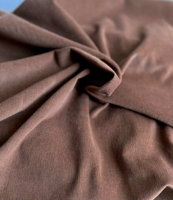 Velours milleraies coton organique coloris Noisette  - 6