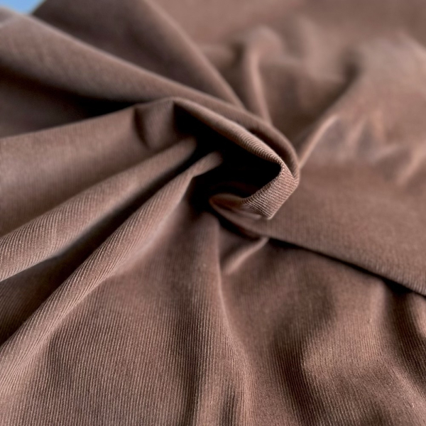 Velours milleraies coton organique coloris Noisette  - 1