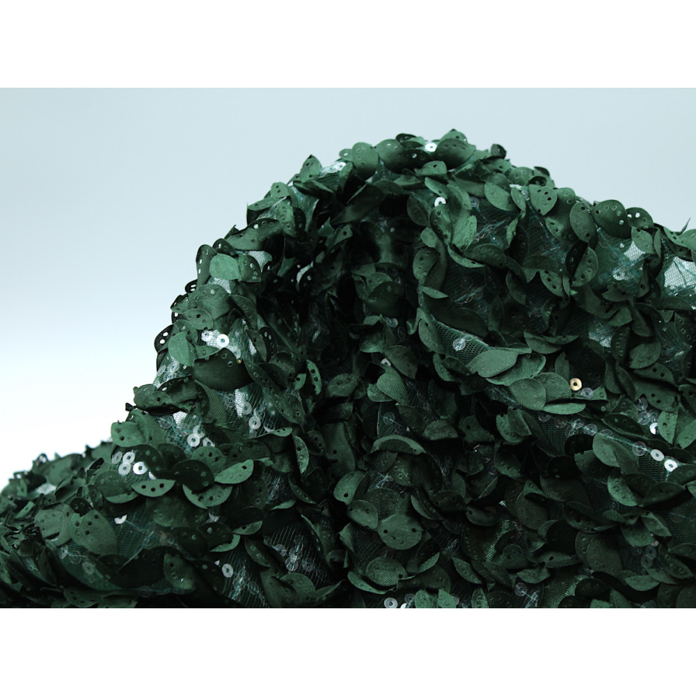 Tulle souple broderie vert sapin