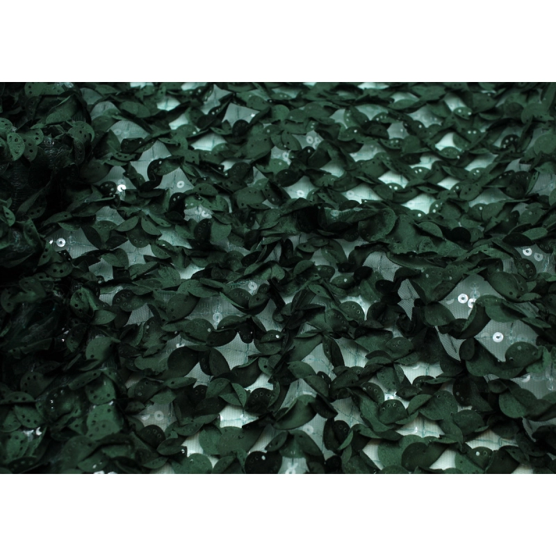 Tulle souple broderie vert sapin