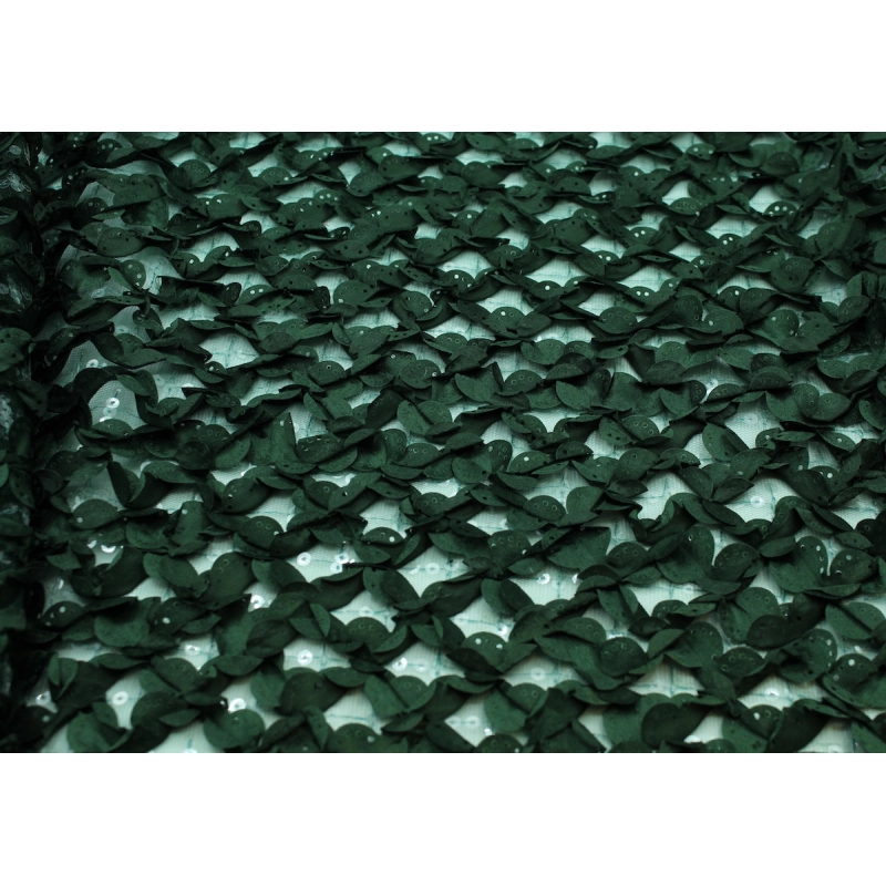 Tulle souple broderie vert sapin