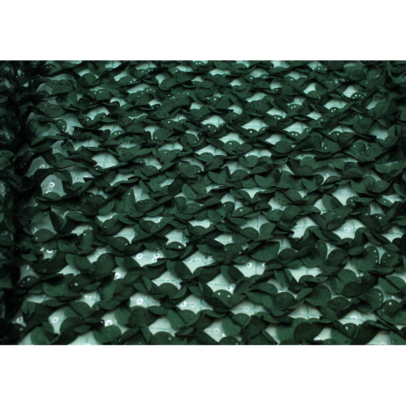 Tulle souple broderie vert sapin