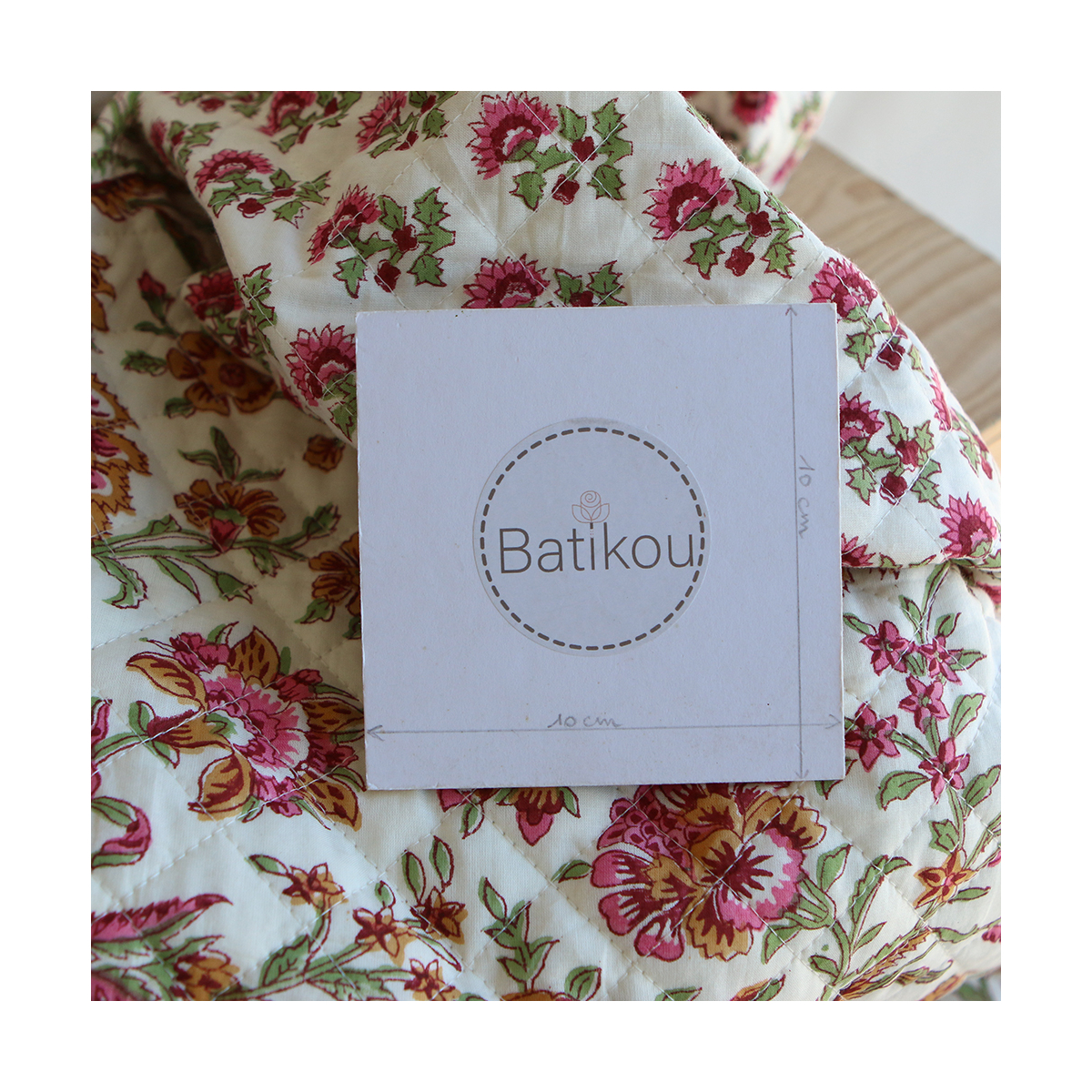 Jamila - Tissu indien matelassé double face coton hand block largeur 100cm