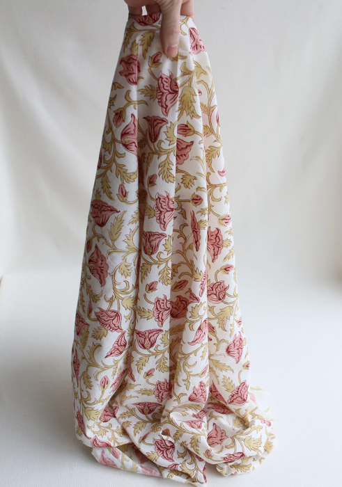 Madhavi - Tissu indien en coton imprimé main Hand Block