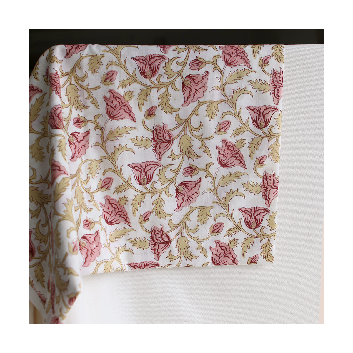 Madhavi - Tissu indien en coton imprimé main Hand Block