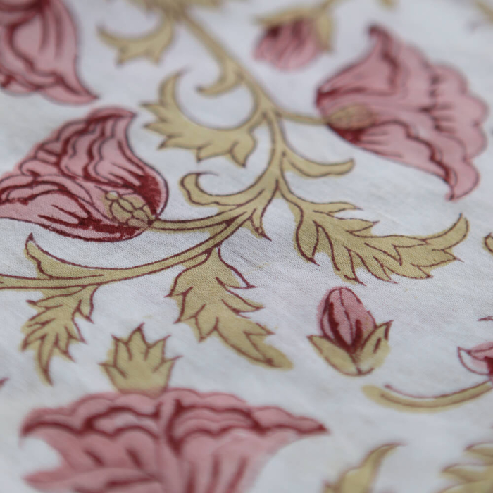 Madhavi - Tissu indien en coton imprimé main Hand Block