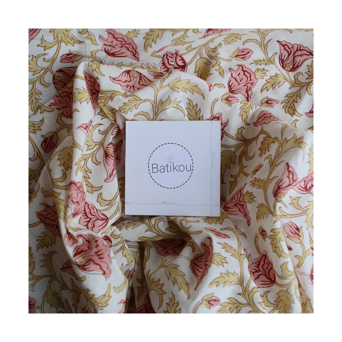 Madhavi - Tissu indien en coton imprimé main Hand Block