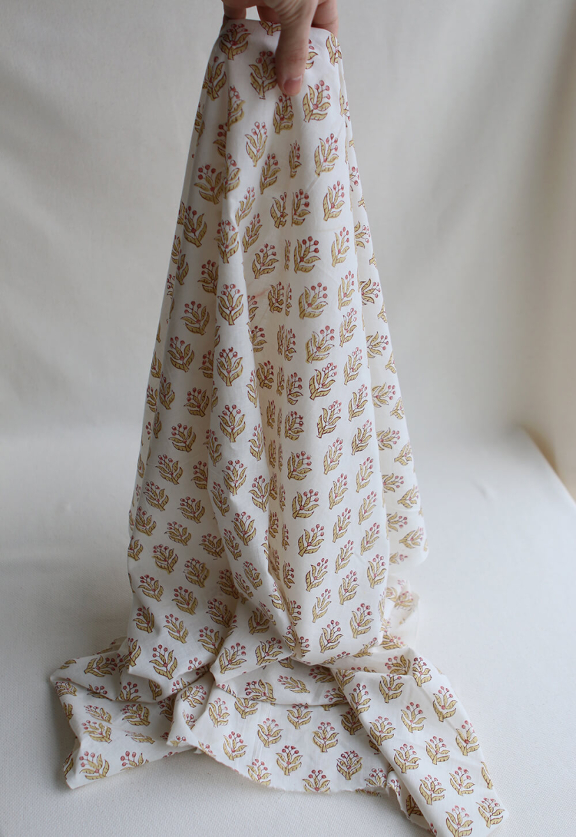 Madhavi B - Tissu indien en coton imprimé main Hand Block