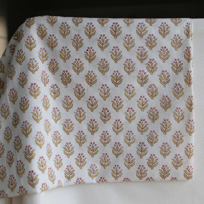 Madhavi B - Tissu indien en coton imprimé main Hand Block