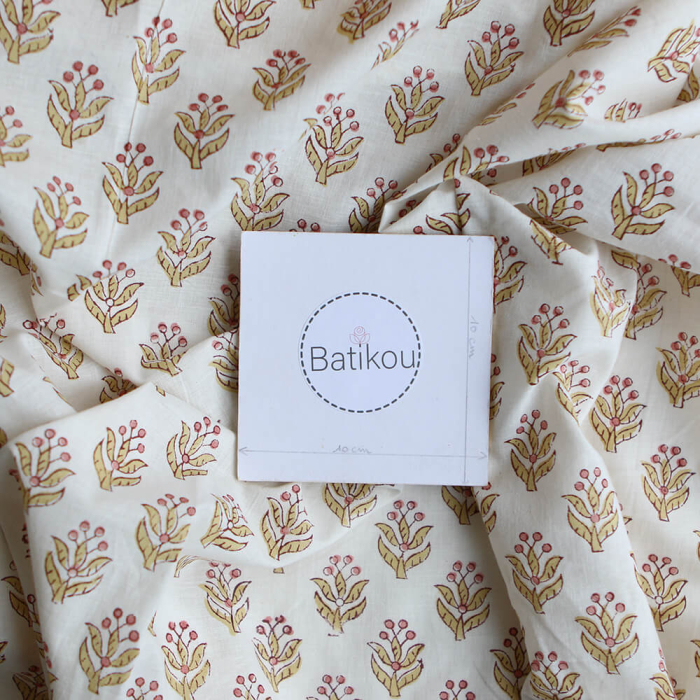 Madhavi B - Tissu indien en coton imprimé main Hand Block