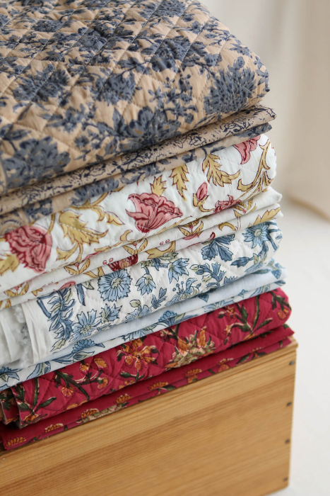 Madhavi B - Tissu indien en coton imprimé main Hand Block