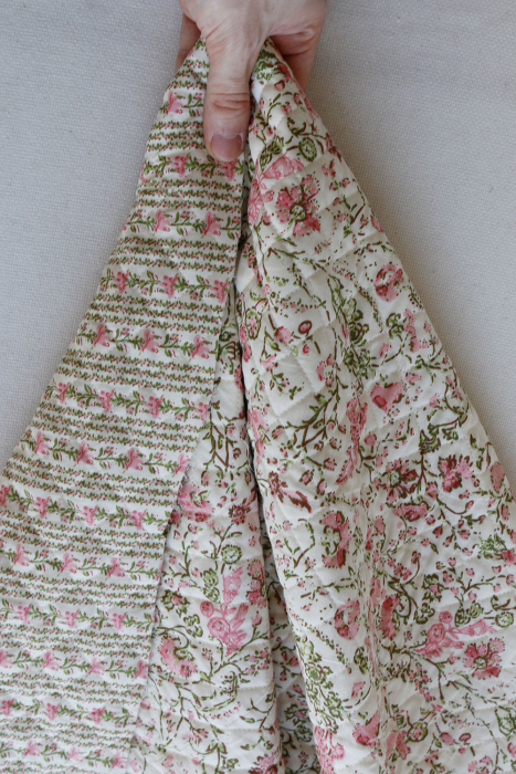 Karishma rose - Tissu indien matelassé double face coton hand block largeur 100cm