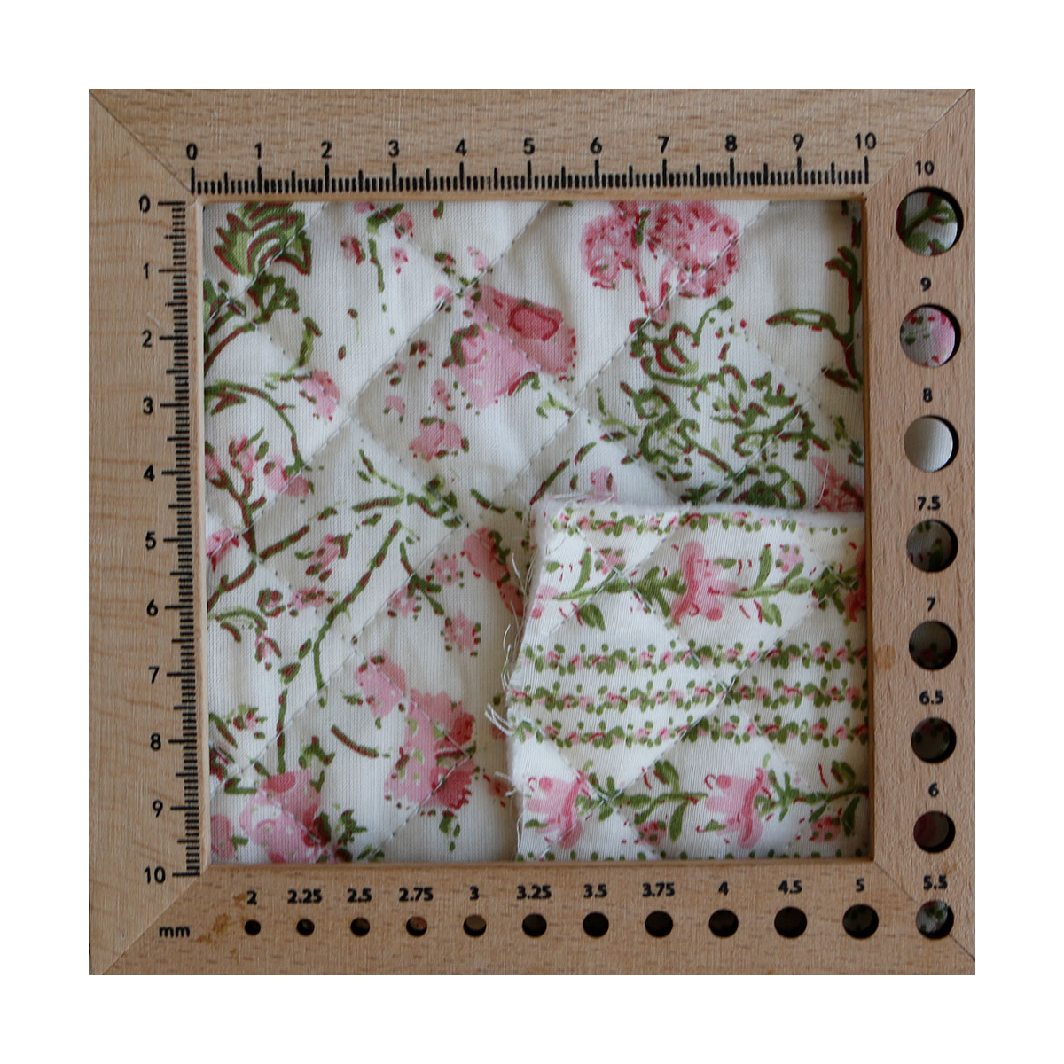 Karishma rose - Tissu indien matelassé double face coton hand block largeur 100cm