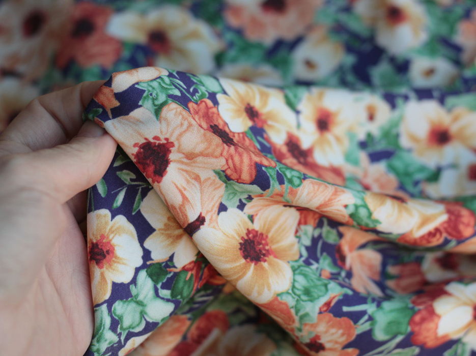 Florence - Viscose imprimée fleuri ocre Batikou - 2