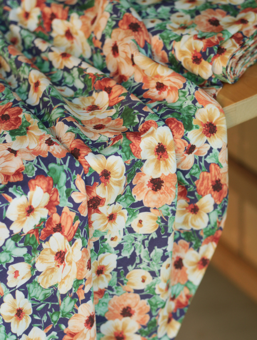 Florence - Viscose imprimée fleuri ocre Batikou - 3