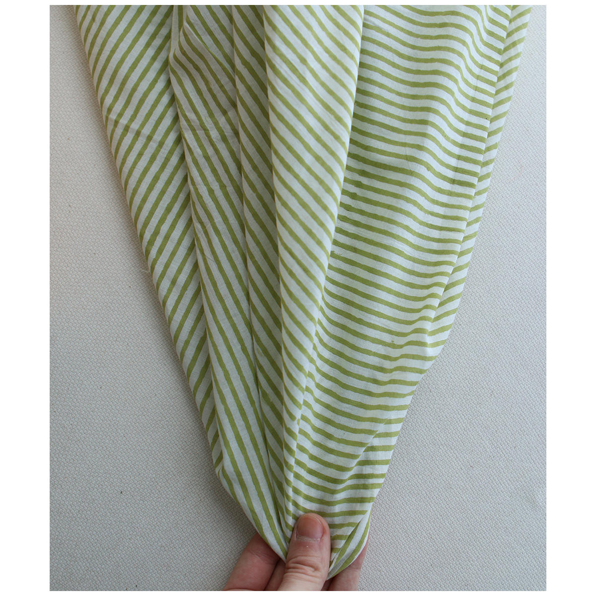 Rayures vert - Tissu indien coton hand block traditionnel