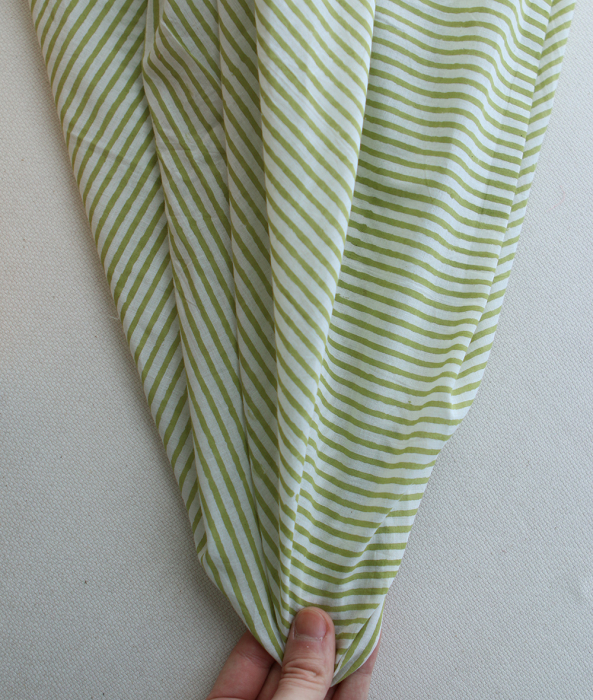 Rayures vert - Tissu indien coton hand block traditionnel