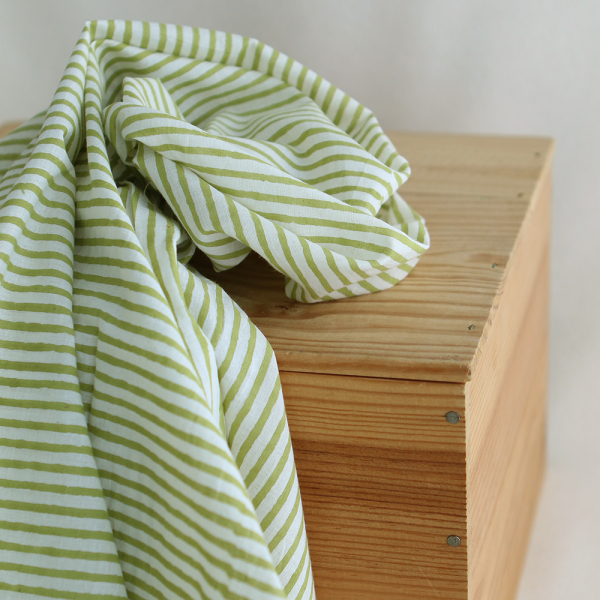 Rayures vert - Tissu indien coton hand block traditionnel