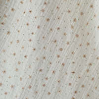 Double gaze de coton imprimé petites fleurs fond écru