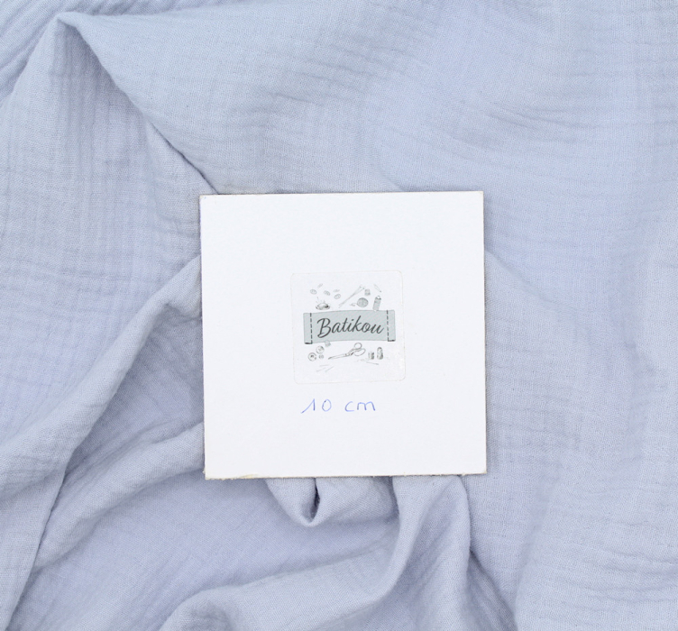 Double gaze de coton BIO unie bleu pastel poudré