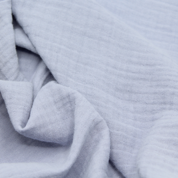 Double gaze de coton BIO unie bleu pastel poudré