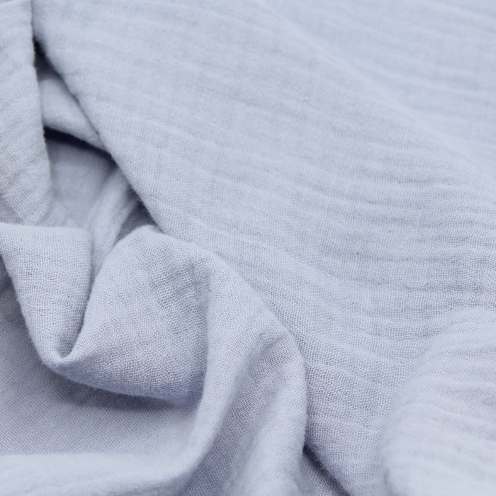 Double gaze de coton BIO unie bleu pastel poudré