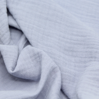 Double gaze de coton BIO unie bleu pastel poudré