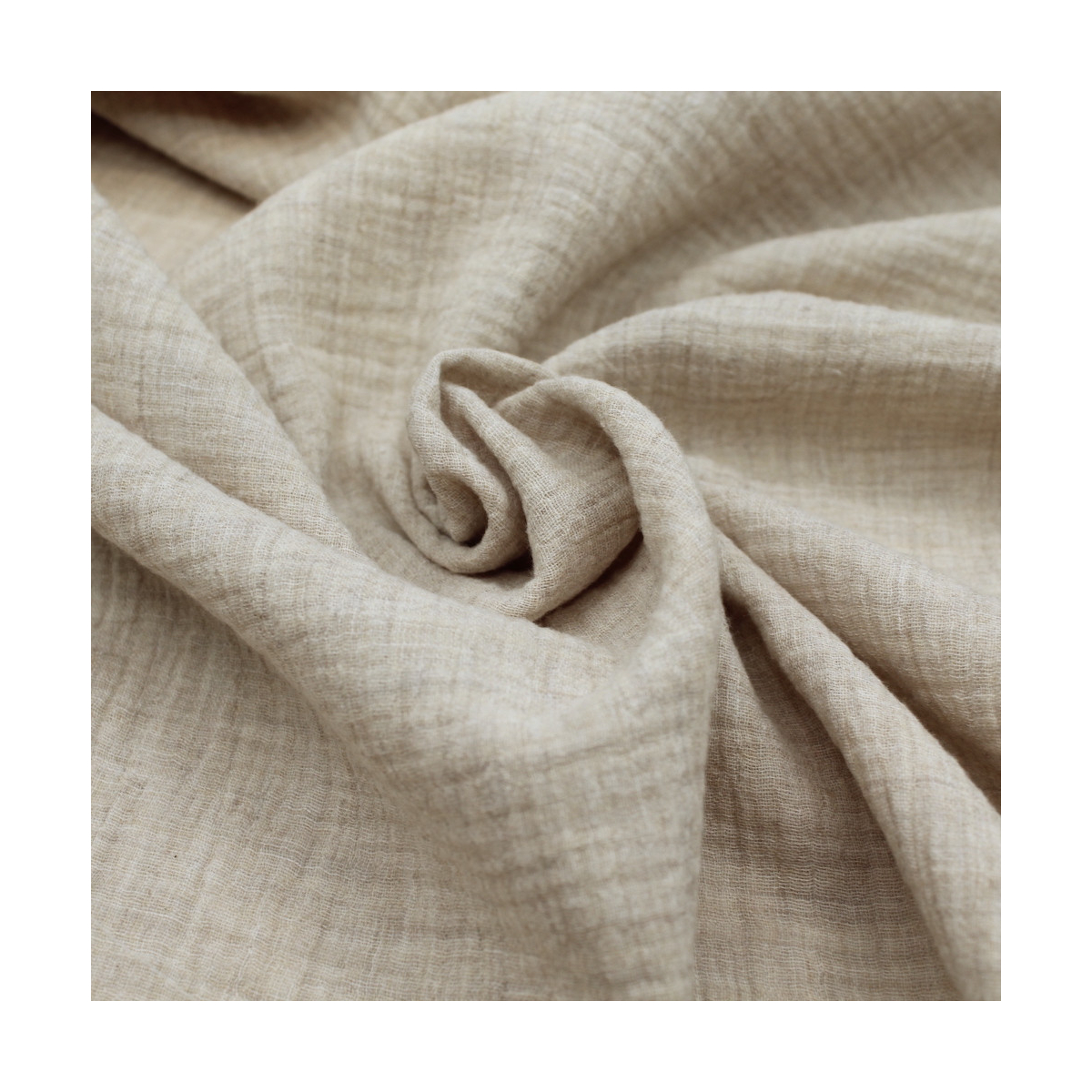 Double gaze de coton BIO chiné coloris beige