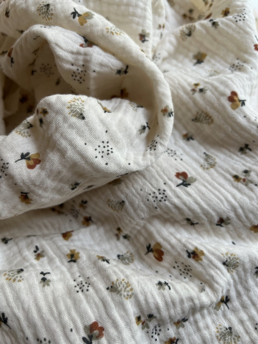 Double gaze de coton Nelsi écru motif cuivré