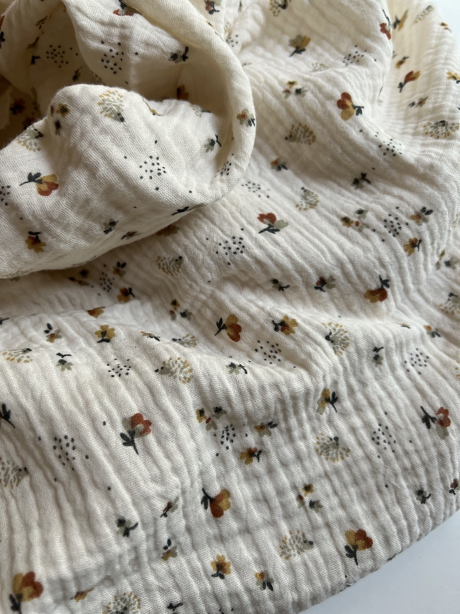 Double gaze de coton Nelsi écru motif cuivré