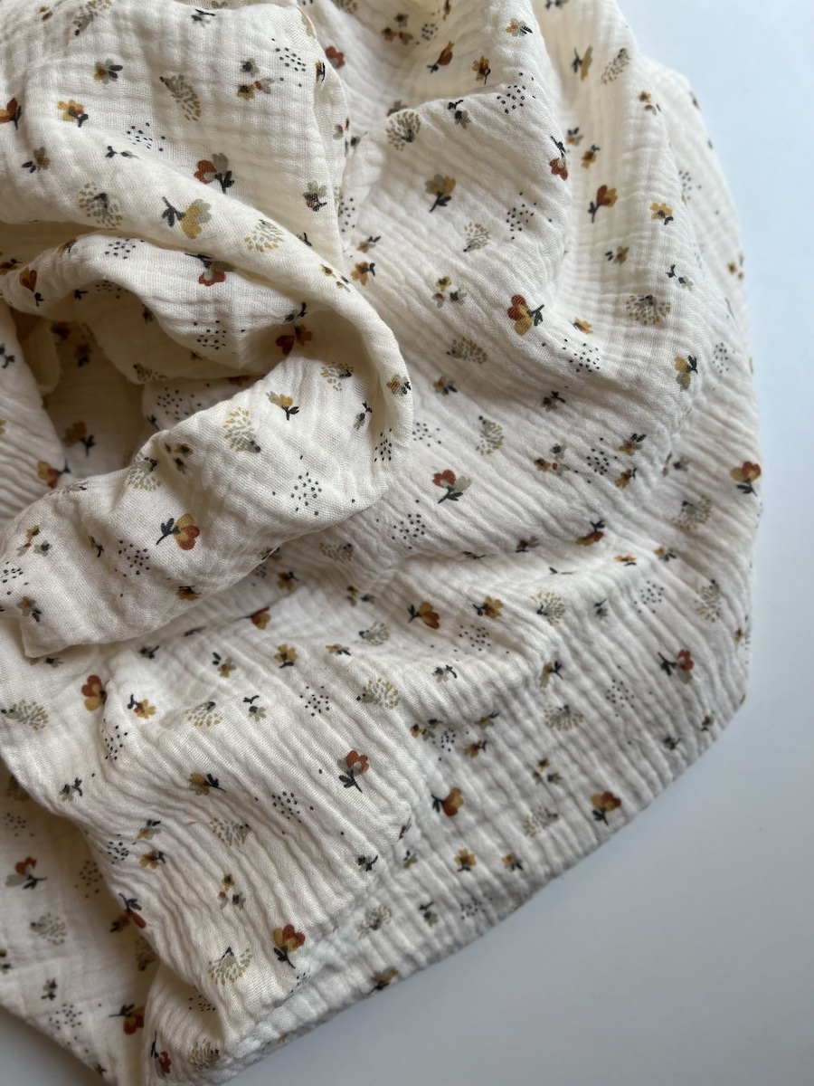 Double gaze de coton Nelsi écru motif cuivré