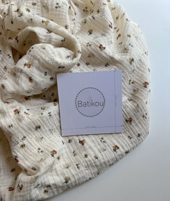 Double gaze de coton Nelsi écru motif cuivré