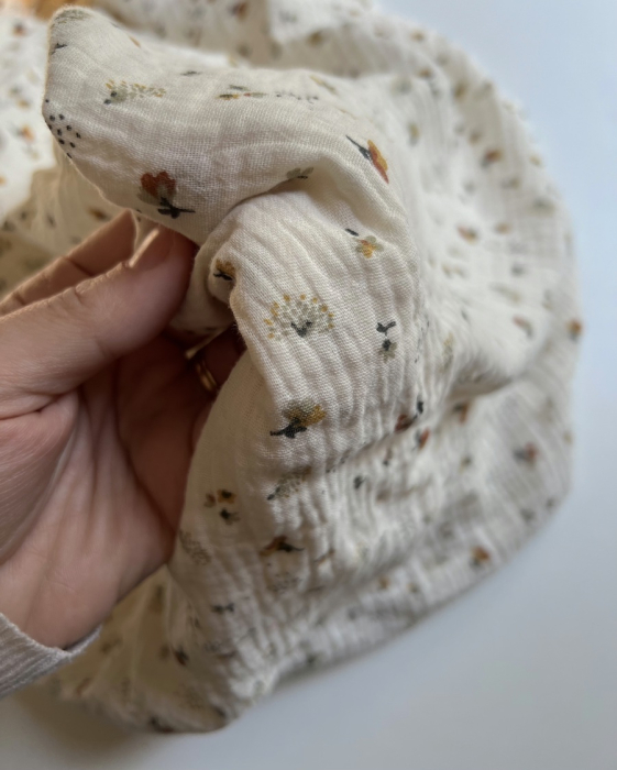 Double gaze de coton Nelsi écru motif cuivré