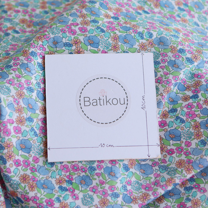 Maelle - Batiste de coton douce à imprimé fleuri bleu
