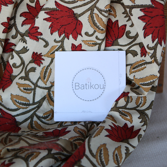 Shaivan - Tissu indien en coton imprimé main Hand Block