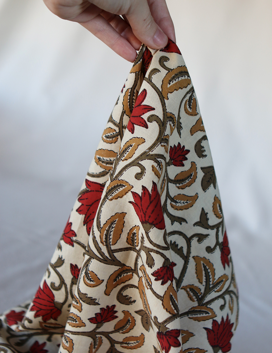 Shaivan - Tissu indien en coton imprimé main Hand Block