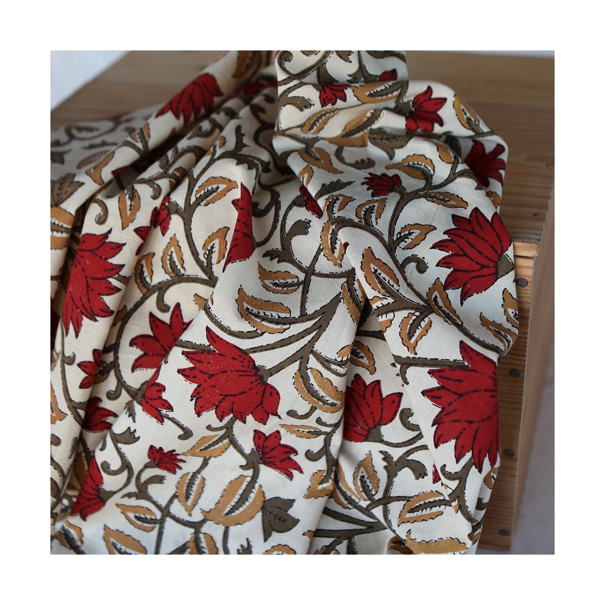 Shaivan - Tissu indien en coton imprimé main Hand Block