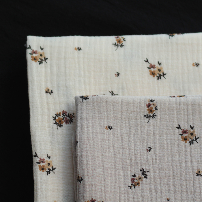 copy of Laure - Double gaze de coton BIO blanc lait motif exclusif myosotis