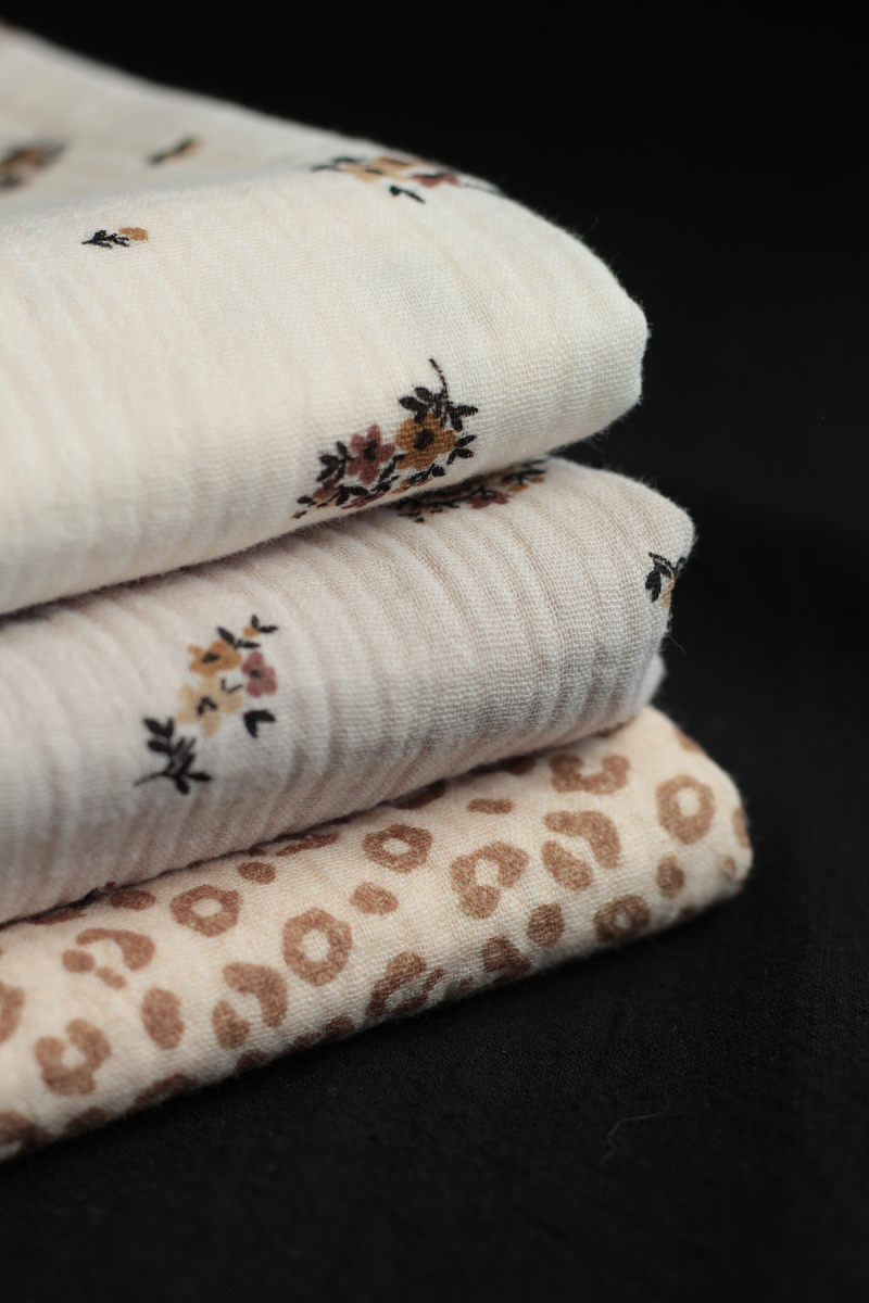 copy of Laure - Double gaze de coton BIO blanc lait motif exclusif myosotis