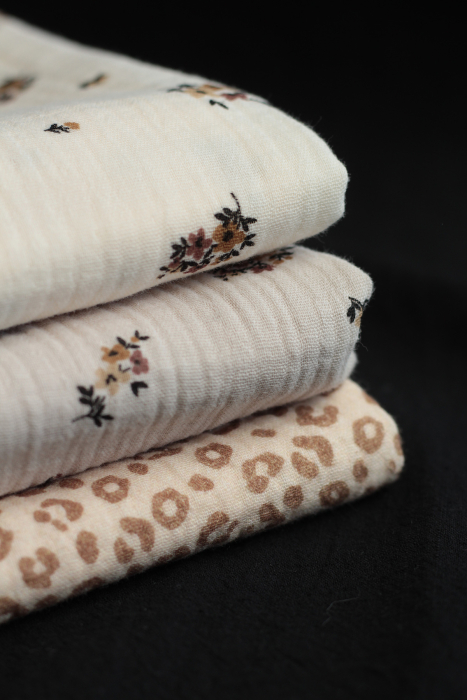 copy of Laure - Double gaze de coton BIO blanc lait motif exclusif myosotis