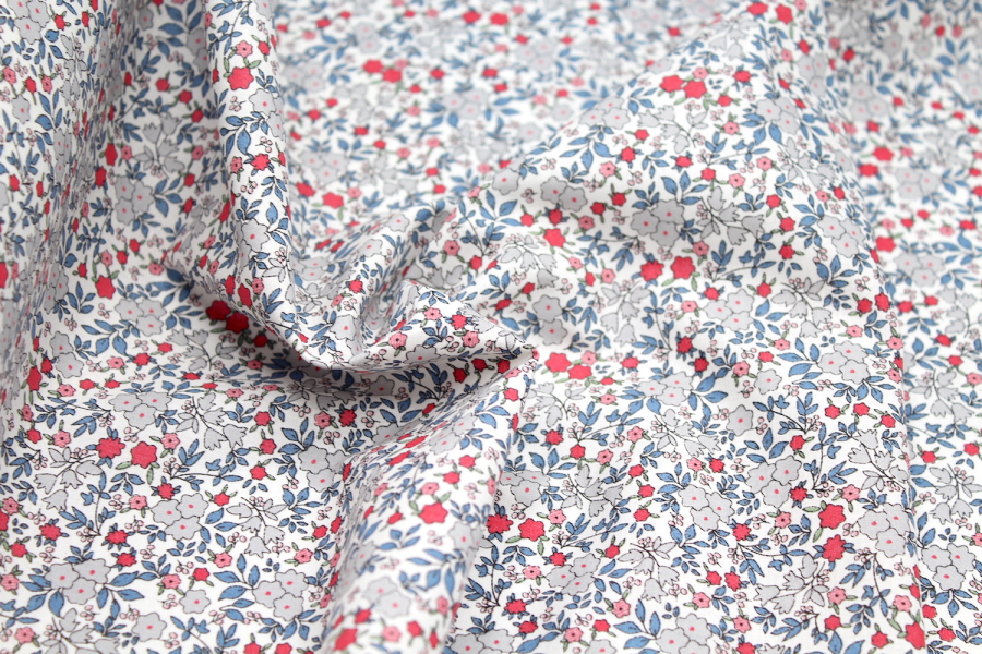 IRIS - Batiste de coton SILKYNE imprimé fleuri Tissus issus de l'agriculture biologique  - 1 2