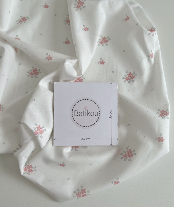 Beth - Batiste de coton BIO imprimé exclusif rose vert / SILKYNE Batikou - 6