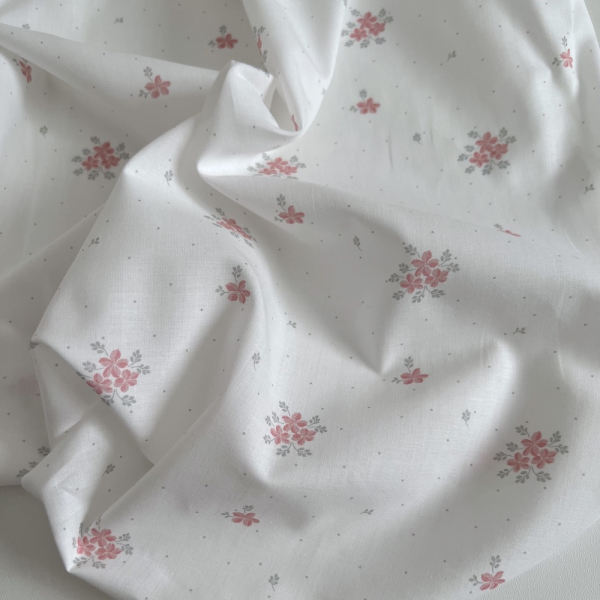 Beth - Batiste de coton BIO imprimé exclusif rose vert / SILKYNE Batikou - 1