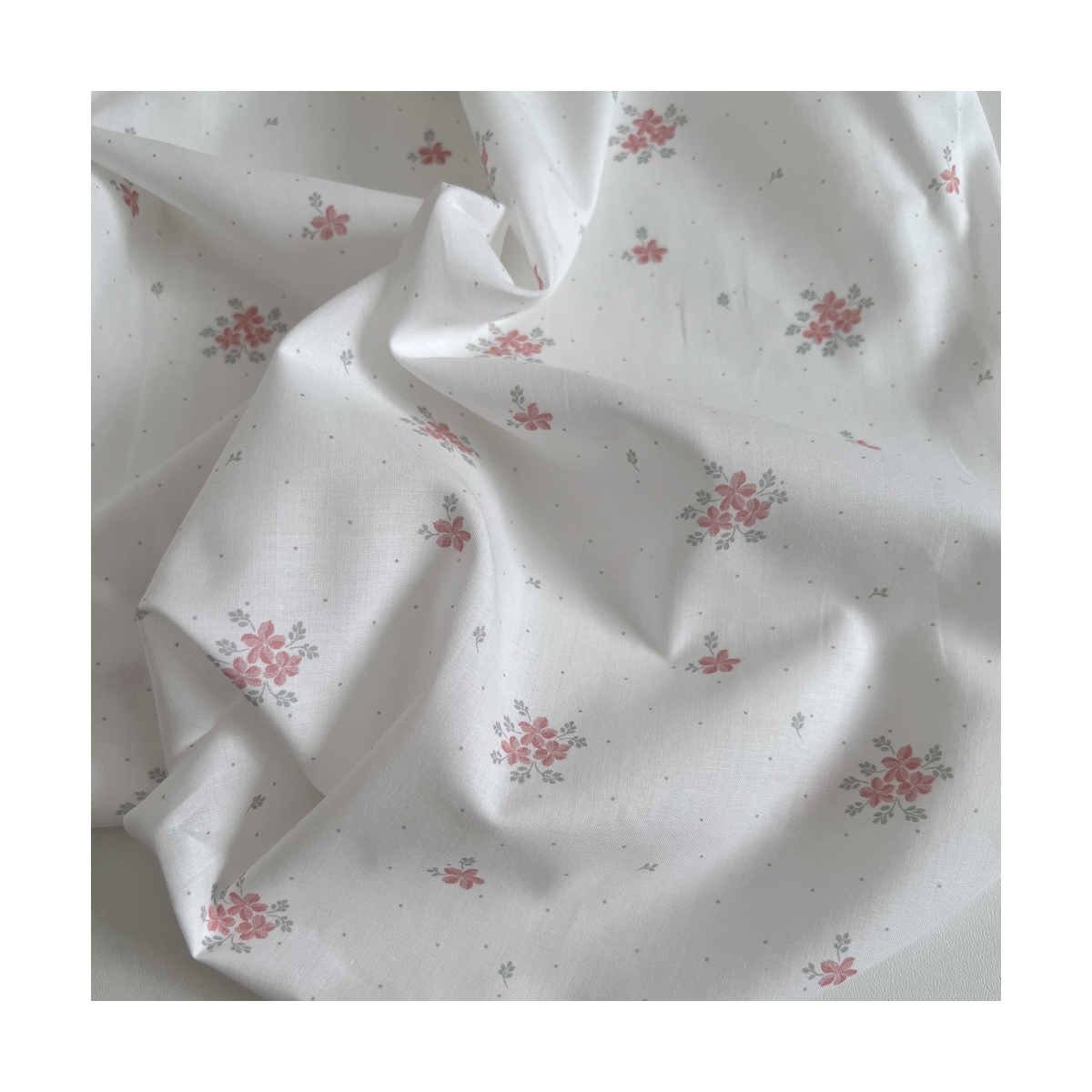 Beth - Batiste de coton BIO imprimé exclusif rose vert / SILKYNE Batikou - 1