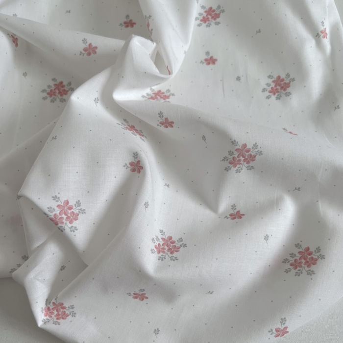 Beth - Batiste de coton BIO imprimé exclusif rose vert / SILKYNE Batikou - 1