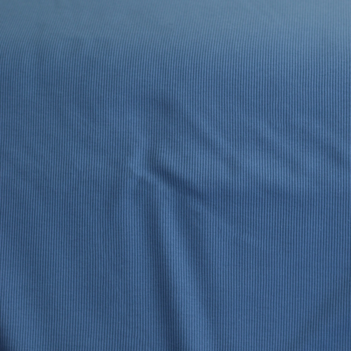 Jersey coton côtes fines coloris bleu jean