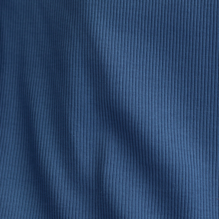Jersey coton côtes fines coloris bleu jean